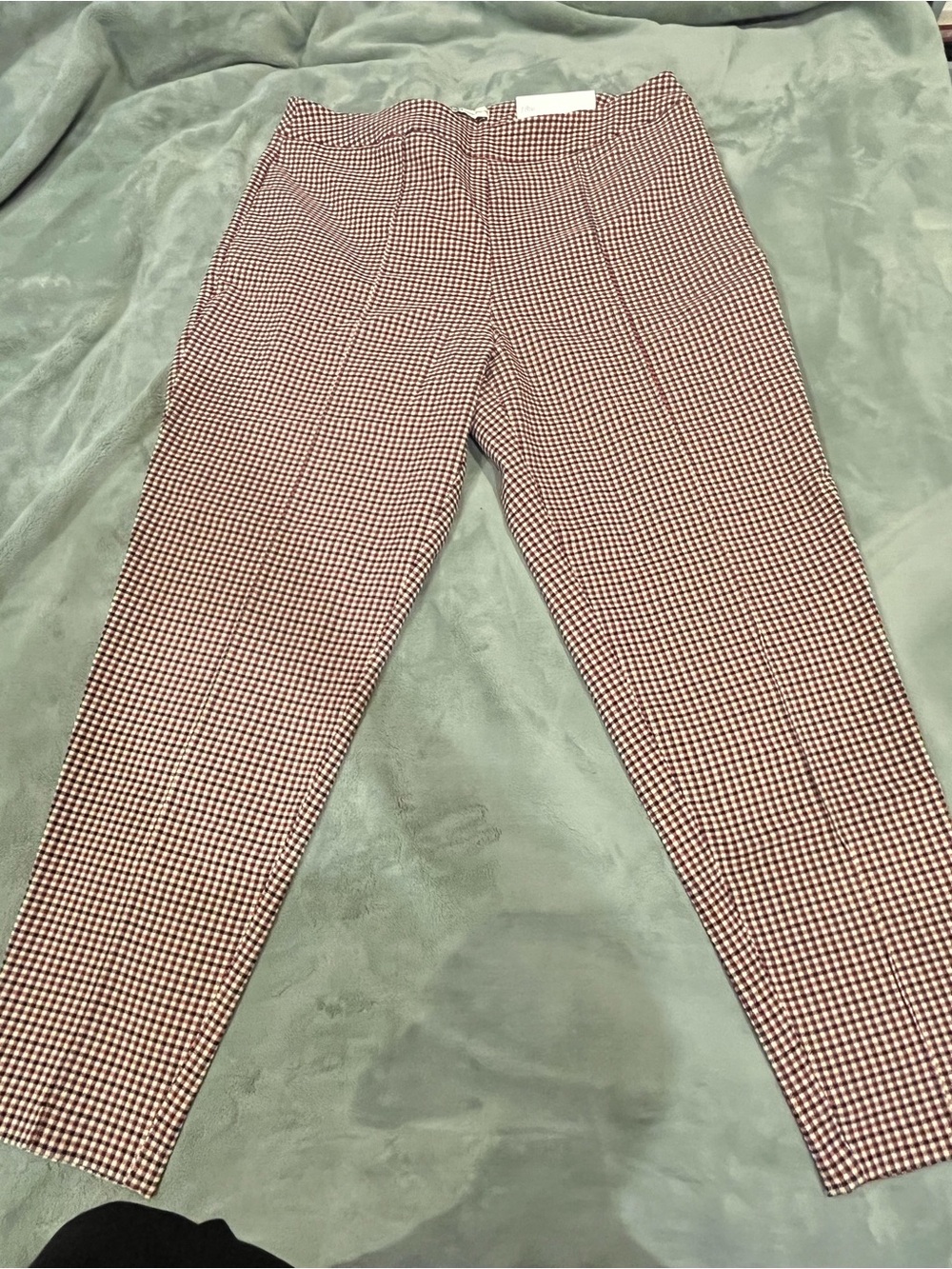 Cato Red & White Houndstooth Ankle Pants